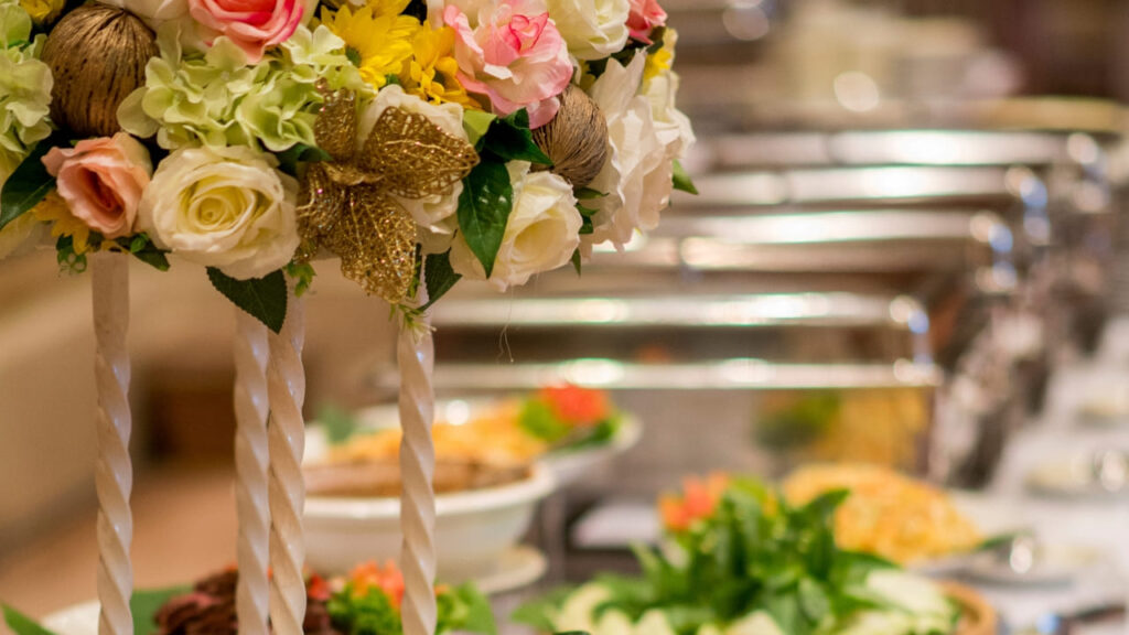Food station on wedding party